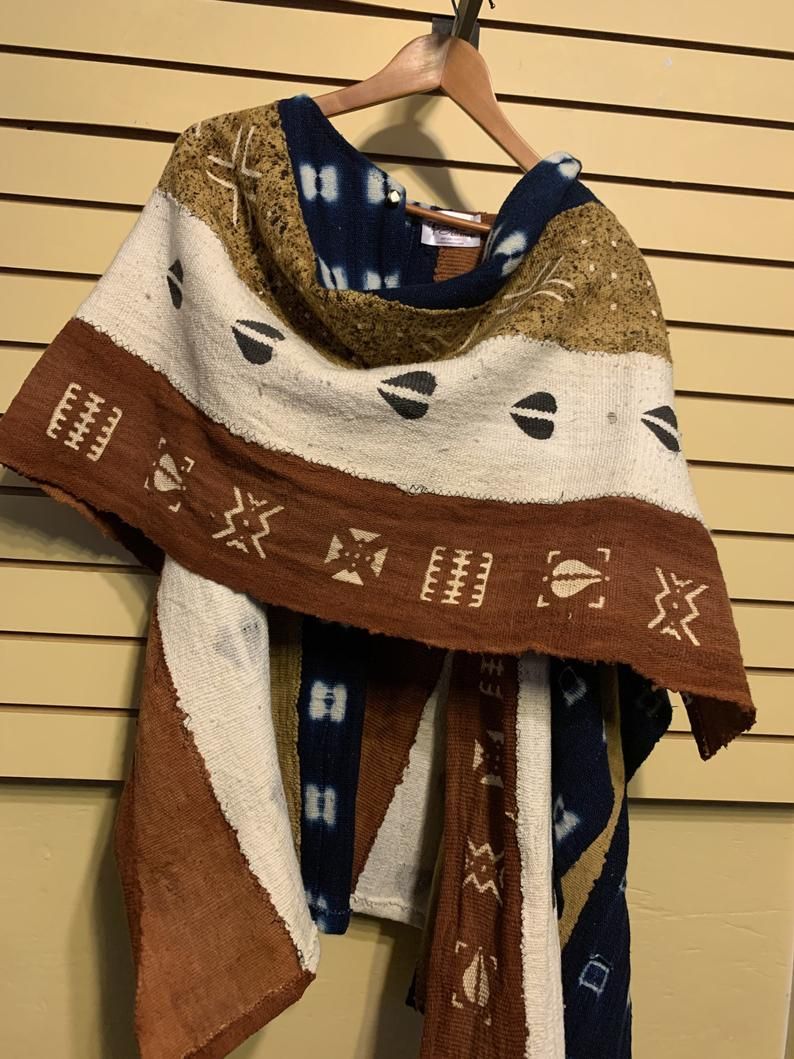 Mudcloth Wrap Mudcloth Jacket Mudcloth Shawl African Wrap African Shawl African Cape White Mudcloth Shawl Bogolan Wrap
