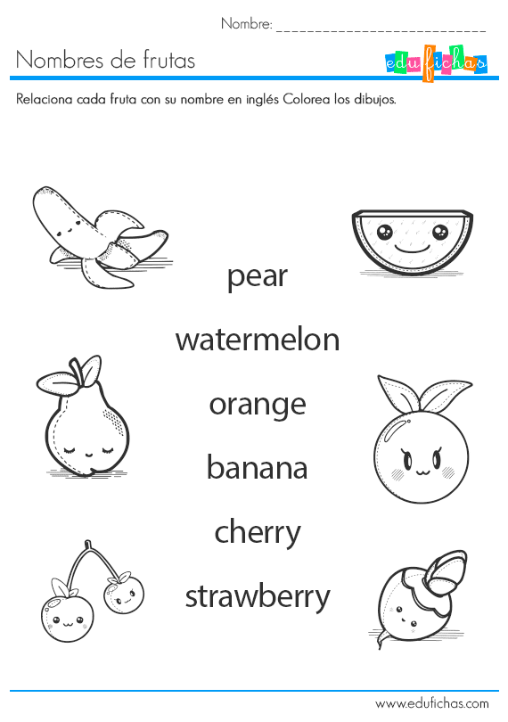 Nombres De Frutas En Inglés Ficha Educativa Infantil Cuaderno De Ingles Ingles Basico Para Niños Ingles Para Preescolar