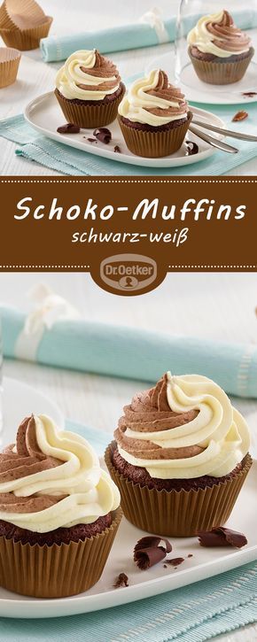 Schoko-Muffins schwarz-weiß | Rezept | Schokomuffins, Creme für torten ...