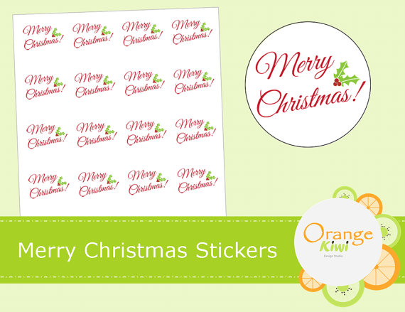 merry christmas stickers holiday envelope seals christmas