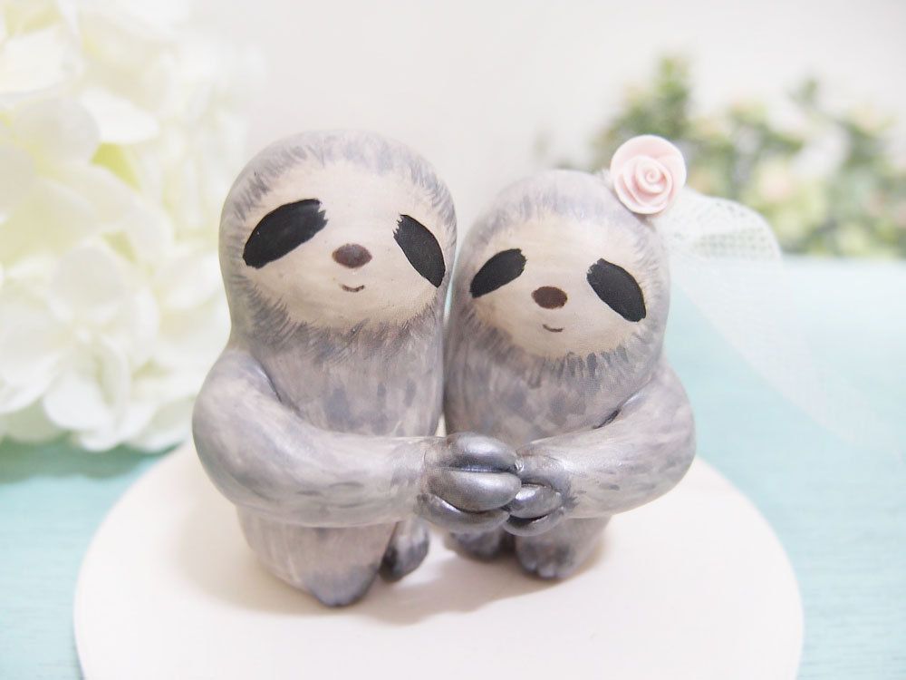 Custom Handmade Wedding Cake Toppers Love Grey Sloth With Base Custom Handmade Wedding Cake Toppers Love Grey Sloth 120 00 Via Etsy Totes A Joke But I Had To Pin It