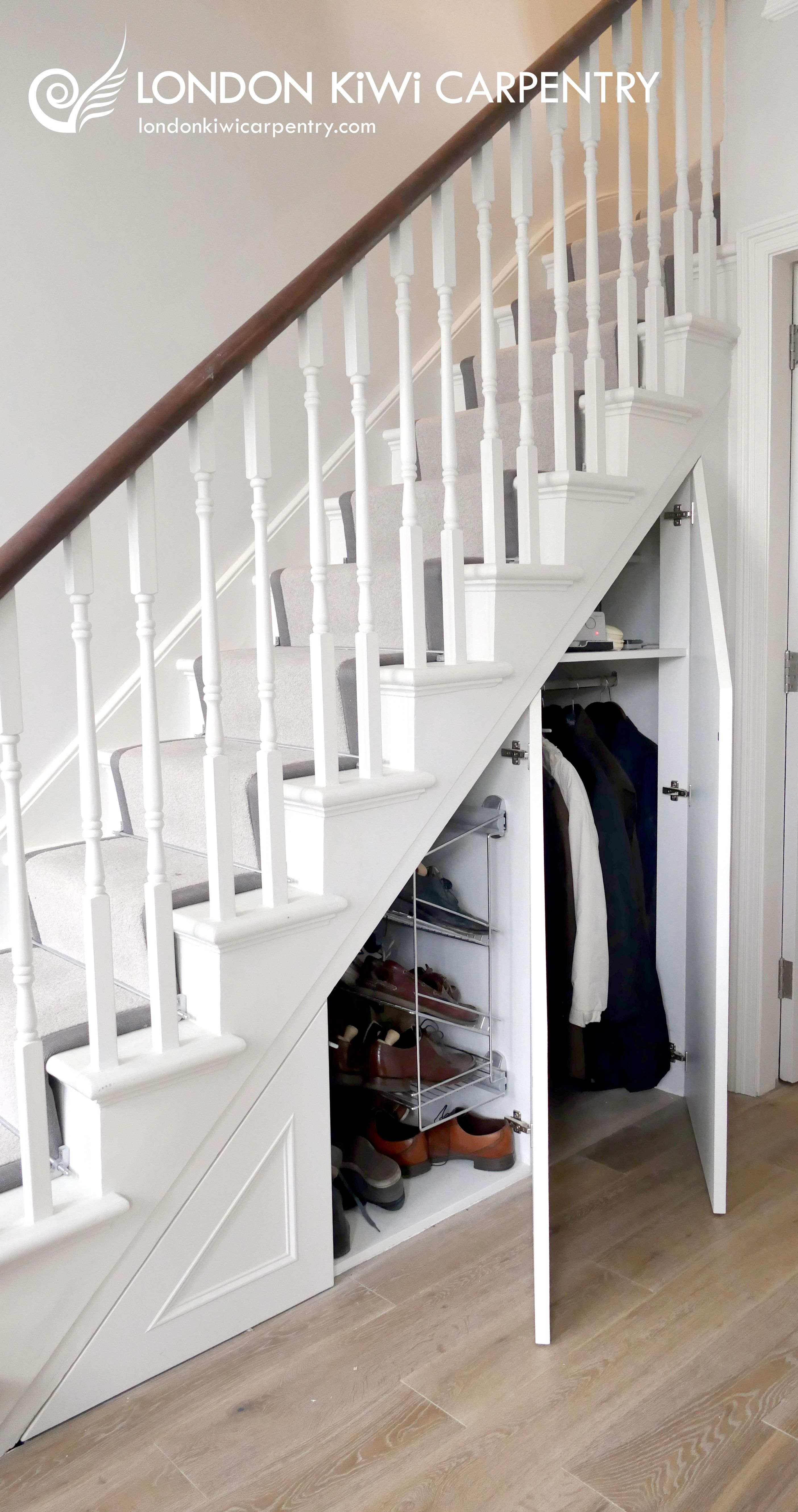 Under Stair Storage (Open) By London Kiwi Carpentry #Understairs #Storage Under Stair Storage (Open) By London Kiwi Carpentry #Understairs #Storage