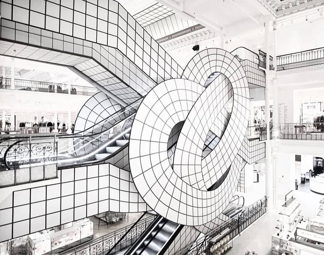 London Design Biennale on Instagram: “Sous le Ciel or Under the Sky is an installation at Le Bon Marché in Paris that was created by Argentine artist Leandro Erlich. . 📸 by…” Ciel, London Design, Leonardo, Indoor Outdoor, Sky, Paris, Instagram, Graphics, Space