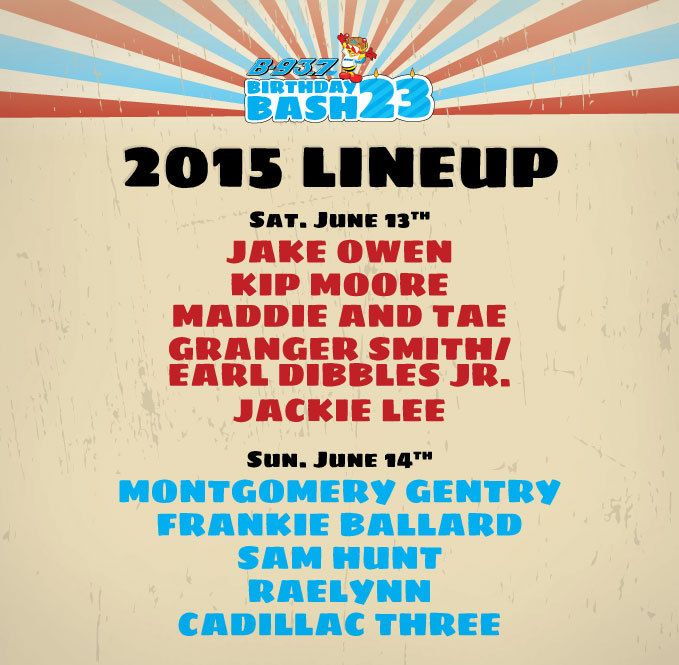 B93 Birthday Bash 23 Lineup B93 Birthday bash, Birthday, Lineup