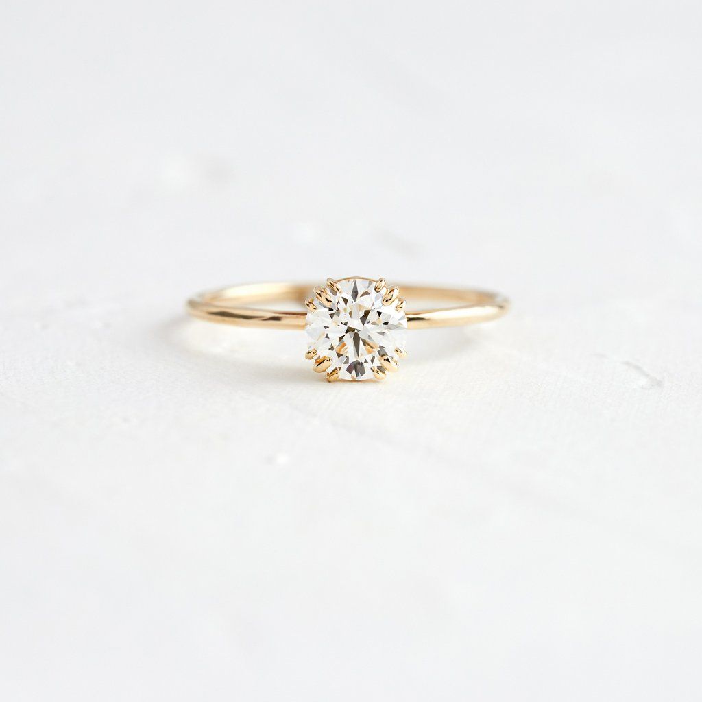 Unveiled Ring, 0.7ct. Round Cut Diamond Dainty Gold Band, 14k Gold Band, Gold Bands, White Gold Engagement Rings Unique, Handcrafted Engagement Ring, Diamond Engagement Rings, Round Cut Diamond, Halo Diamond, Diamond Cuts