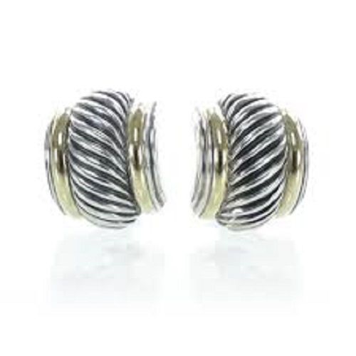 Authentic Vintage David Yurman 14ky 925 Wide Huggy Cable Omega Style Authentic Vintage David Yurman 14ky 925 Wide Domed Cable Omega Style Earrings Davidyurman Huggie