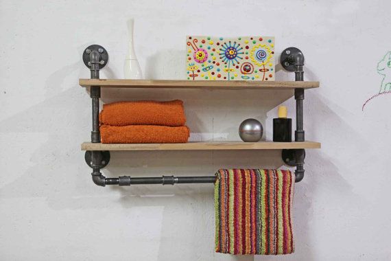 Inspirierend Handtuchhalter Rustikal Industrial towel rack shelf rustic bathroom accessories