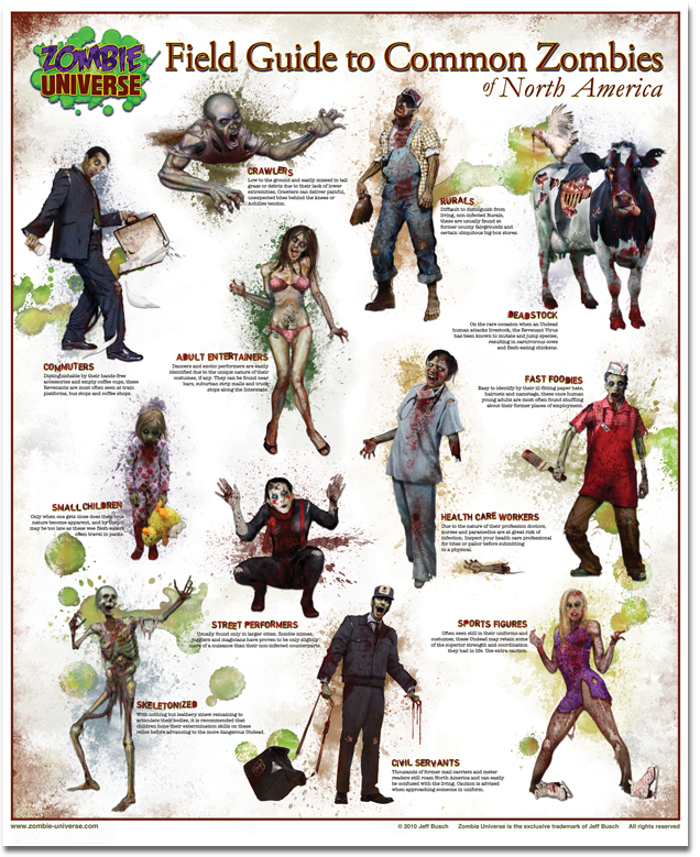 zombie identification chart for the zombie apocalypse zombie survival chart