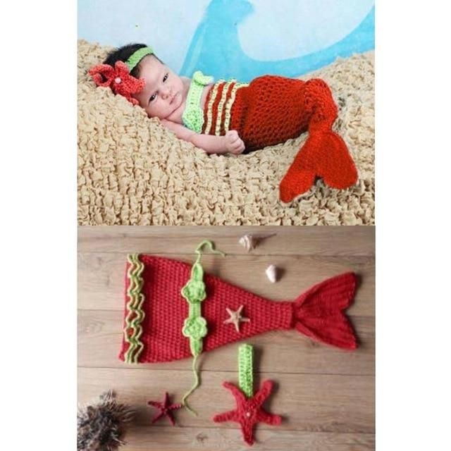 Newborn photography props, baby clothes, accessories infant , crocheted handmade outfit - red / 0-3 months