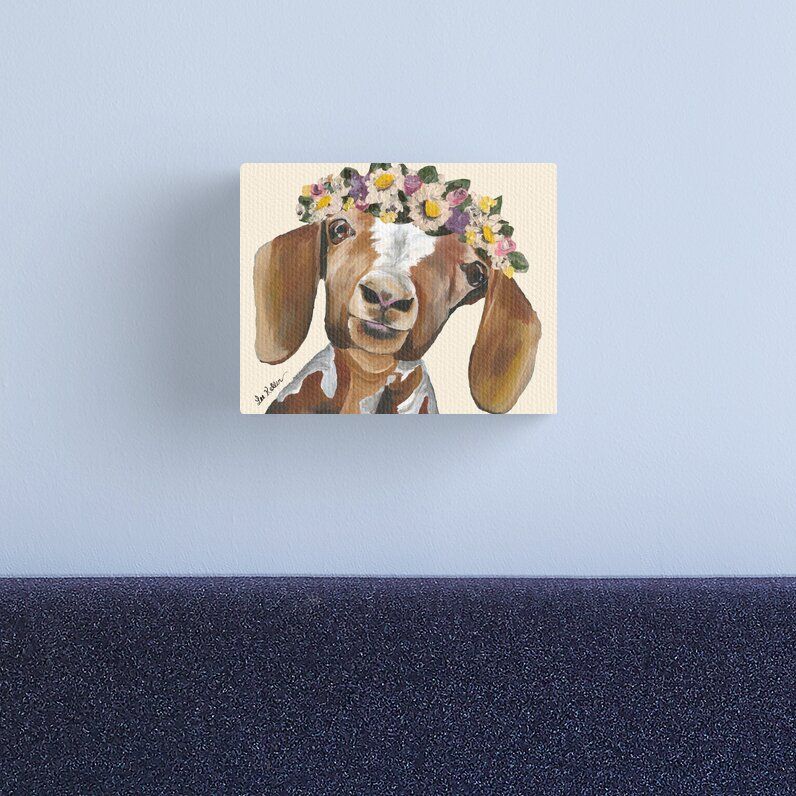 Vibrant colors printed on artist grade canvas. Hand stretched for your order. Multiple sizes are available. Arrives ready to hang. Additional sizes are available. Cute Goat ArtLee’s dog art and farm animal is very popular. She has a huge love for animal and enjoys capturing their personalities on canvas. Much of her work is licensed. Prints of some of her work has been in HomeGoods, Pier One, At Home Stores and TJ Maxx Goat Art, Cute Goats, Farmhouse Art, At Home Store, Tj Maxx, Flower Crown, Farm Animals, Pier, Print Images