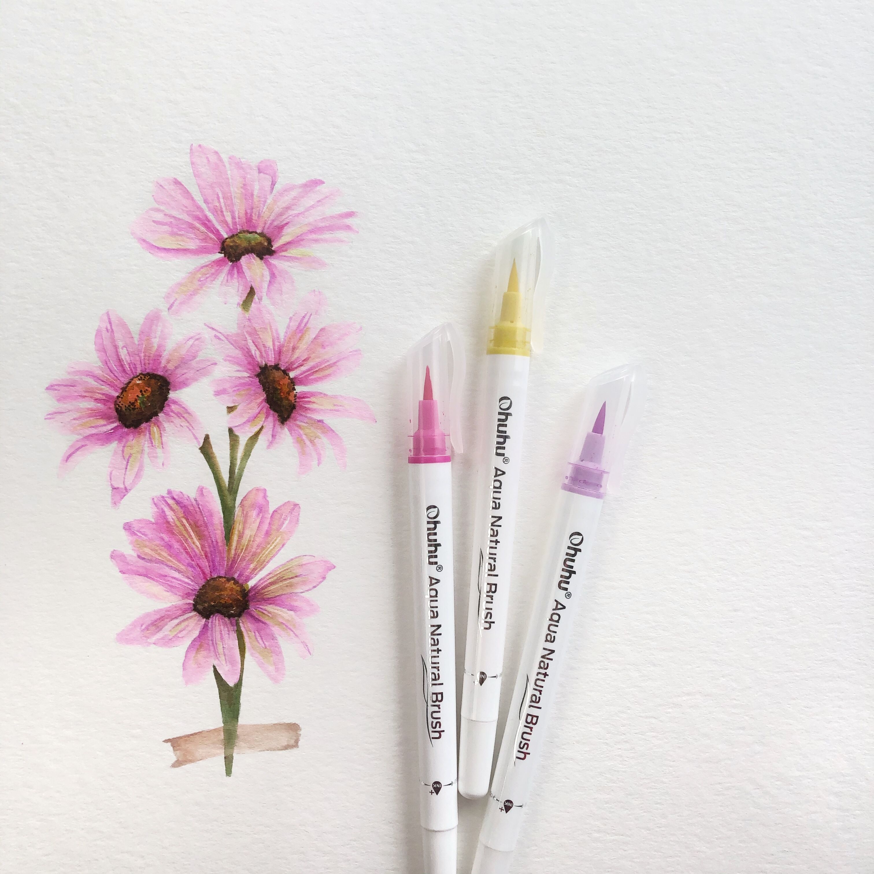 Brush Pen Flowers | Canvas painting diy, Watercolor art prints, Brush pen