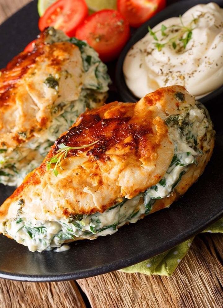 Pan Fried Spinach Cream Cheese Stuffed Chicken Breasts - Grilled stuffed chicken recipes #grilled #stuffed #chicken #recipes Pan Fried Spinach Cream Cheese Stuffed Chicken Breasts