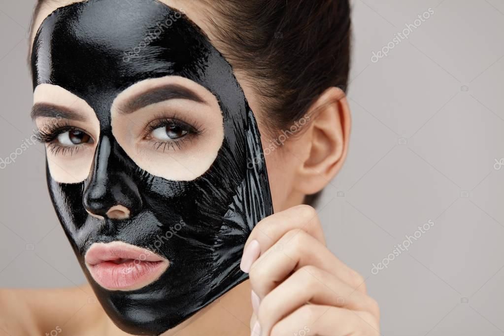 Woman Face Care Beautiful Young Woman Removing Black Mask Stock Photo Aff Beautiful Young Care Woman Ad Face Care Woman Face Black Mask