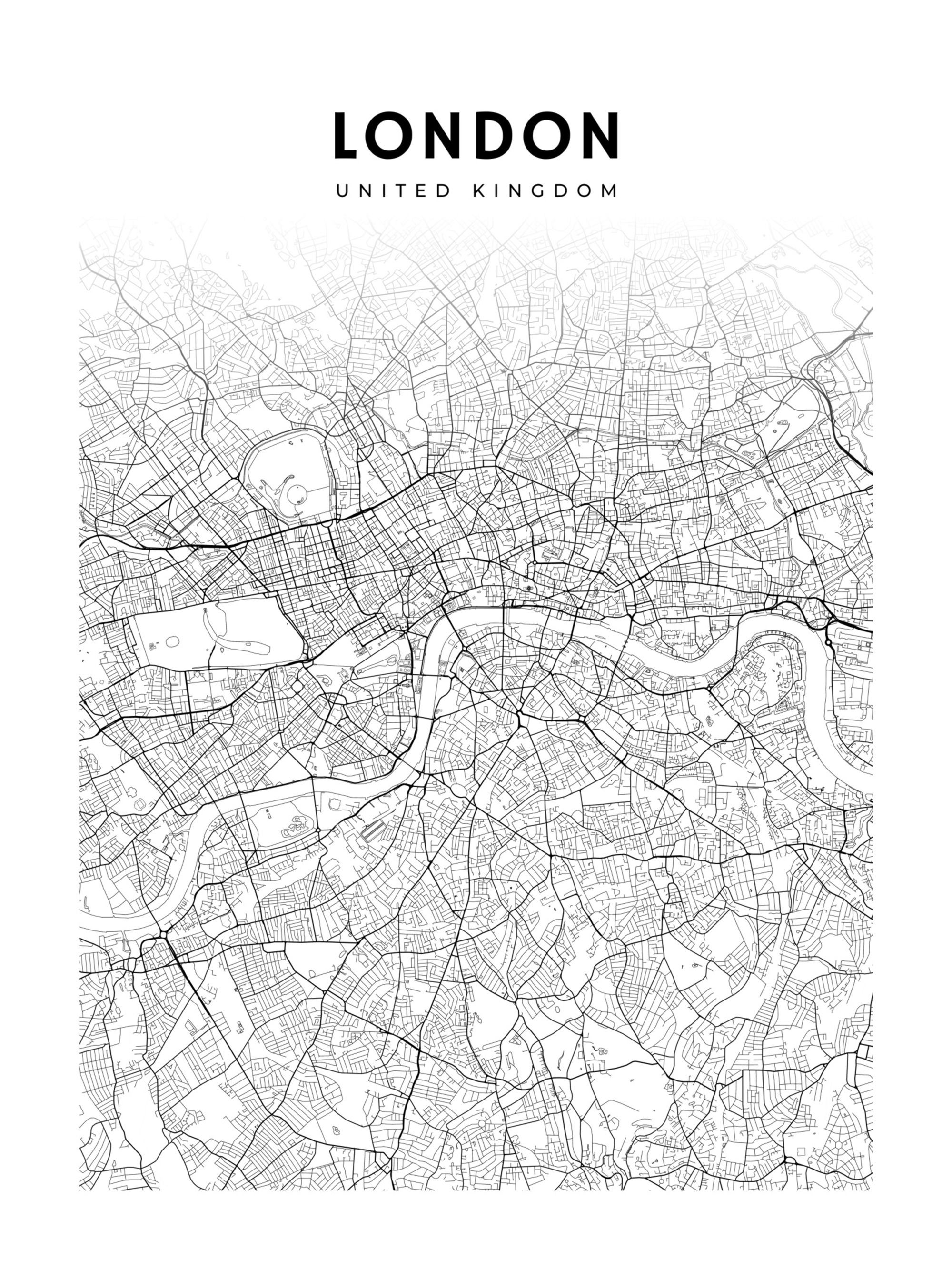 London Map London Print Large Map London UK City Map Etsy in 2020
