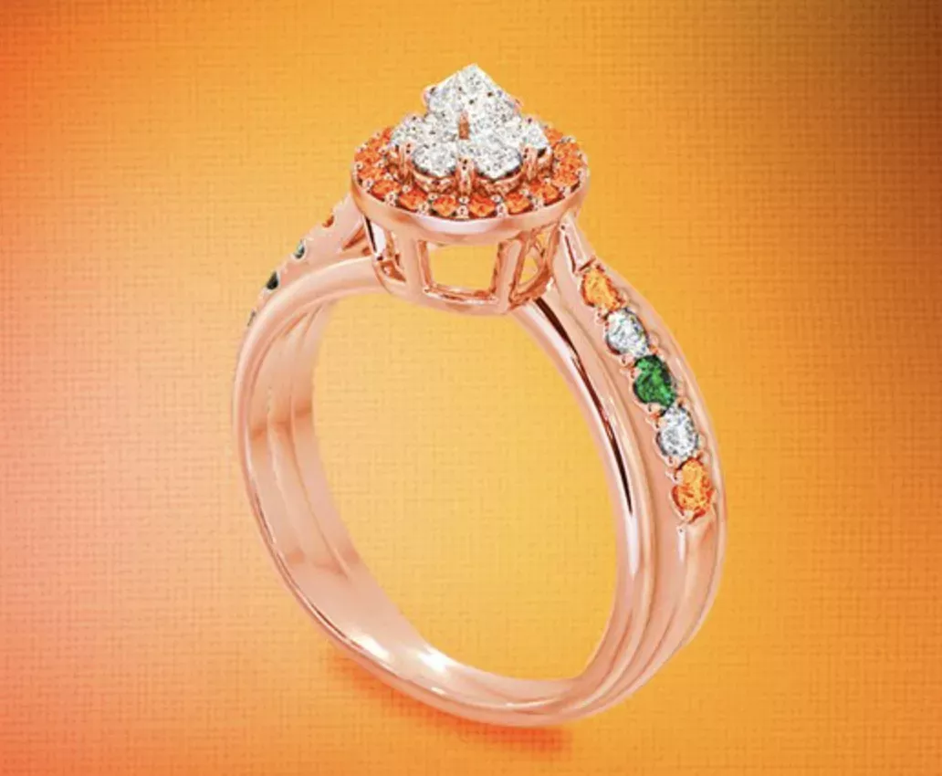 The First-Ever Pumpkin Spice Latte Engagement Ring Is Now Available Spiced Latte, Pumpkin Spice Latte, Rose Gold Band, Gold Bands, Diamond Shapes, Diamond Cuts, Bespoke Jewellery Design, Coffee Gifts Card, Superhero Wedding