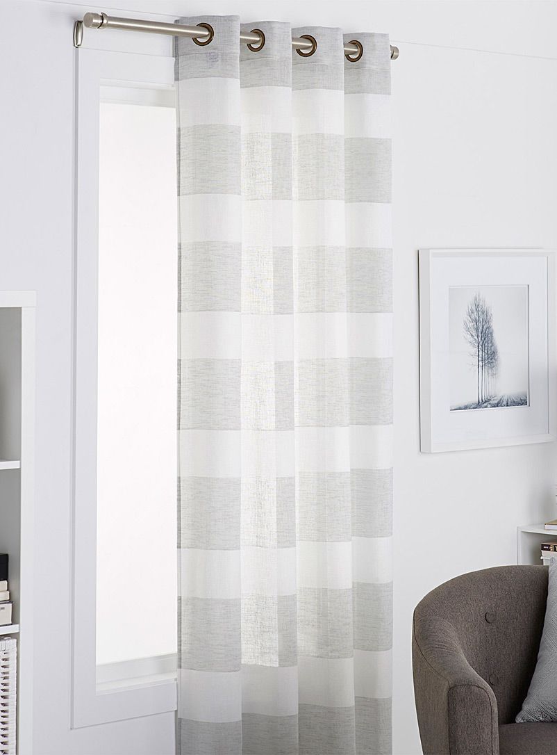 Rustic stripe voile curtain 140 x 220 cm | Voile curtains, Curtains ...