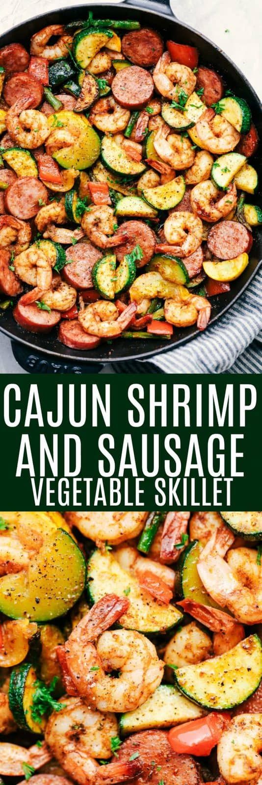 Cajun Shrimp and Sausage Vegetable Skillet #shrimpseasoning