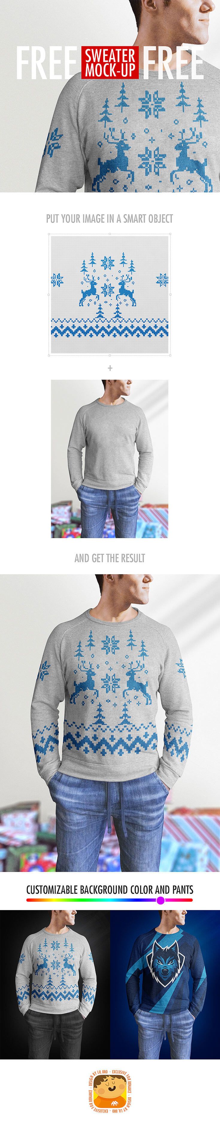 Download Free Sweater Mockup PSD | Apparel design, Mockup design, Sweater design