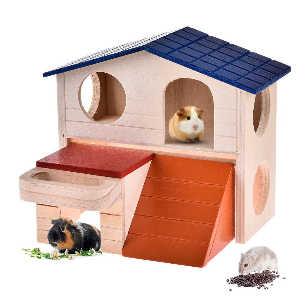 villa House, Green Wooden Hamster House Play Nest Cage Exercise Toys For Dwarf Syrian Hamster Gerbil Rat Small Animals Cage