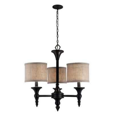 World Imports Jaxson Collection 3 Light Oil Rubbed Bronze Chandelier World Imports Jaxson Collection 3 Light Oil Rubbed Bronze Chandelier With Crafty Burlap Fabric Shades 9770 88 The Home Depot