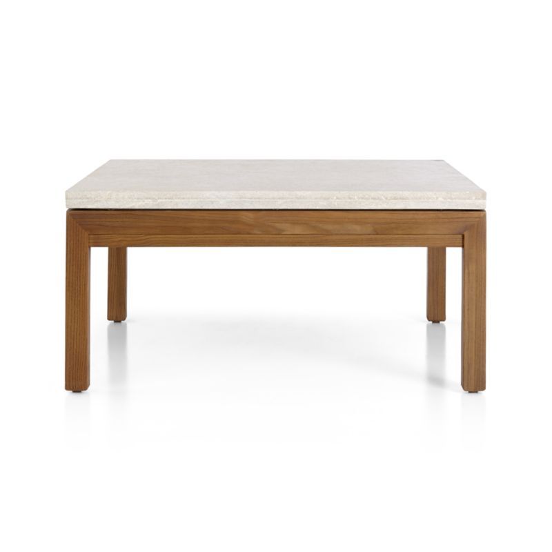 Parsons Travertine Top Elm Base 36x36 Square Coffee Table