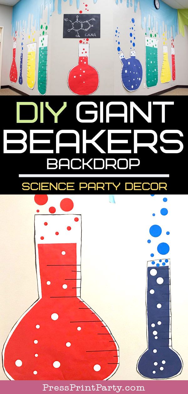 DIY Science Party Decorations (Giant Beakers) - Press Print Party! Science Room, Science Week, Science Camp, Diy Science, Science Party, Science Themes, Science Fair Projects, Science Experiments Kids, Science For Kids