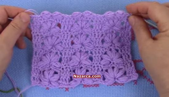 Ajurlu Yarım Papatya Örgü Modeli Yapılışı Ajurlu Yarım Papatya Örgü Modeli Yapılışı