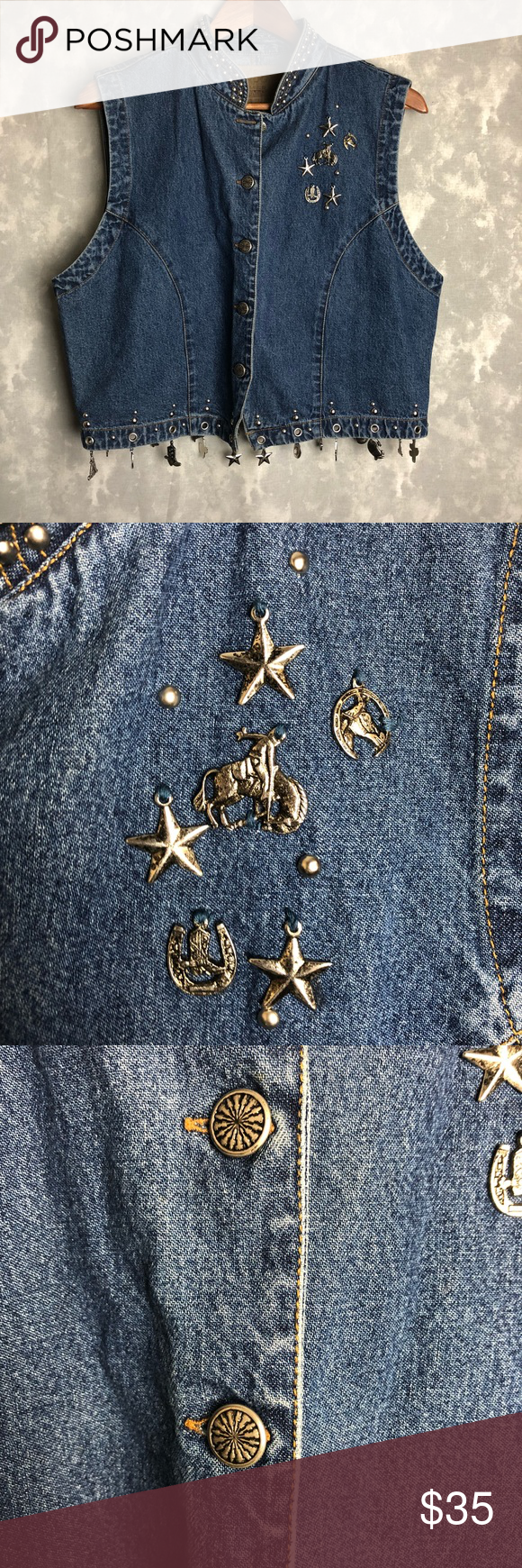 Gordon James western denim embellished vest Jackets for