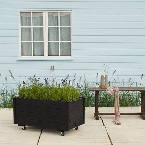 Plus blomsterkasse h 54 x d 48 x b 88 cm fsc certificeret træ ... Havekrukke træ