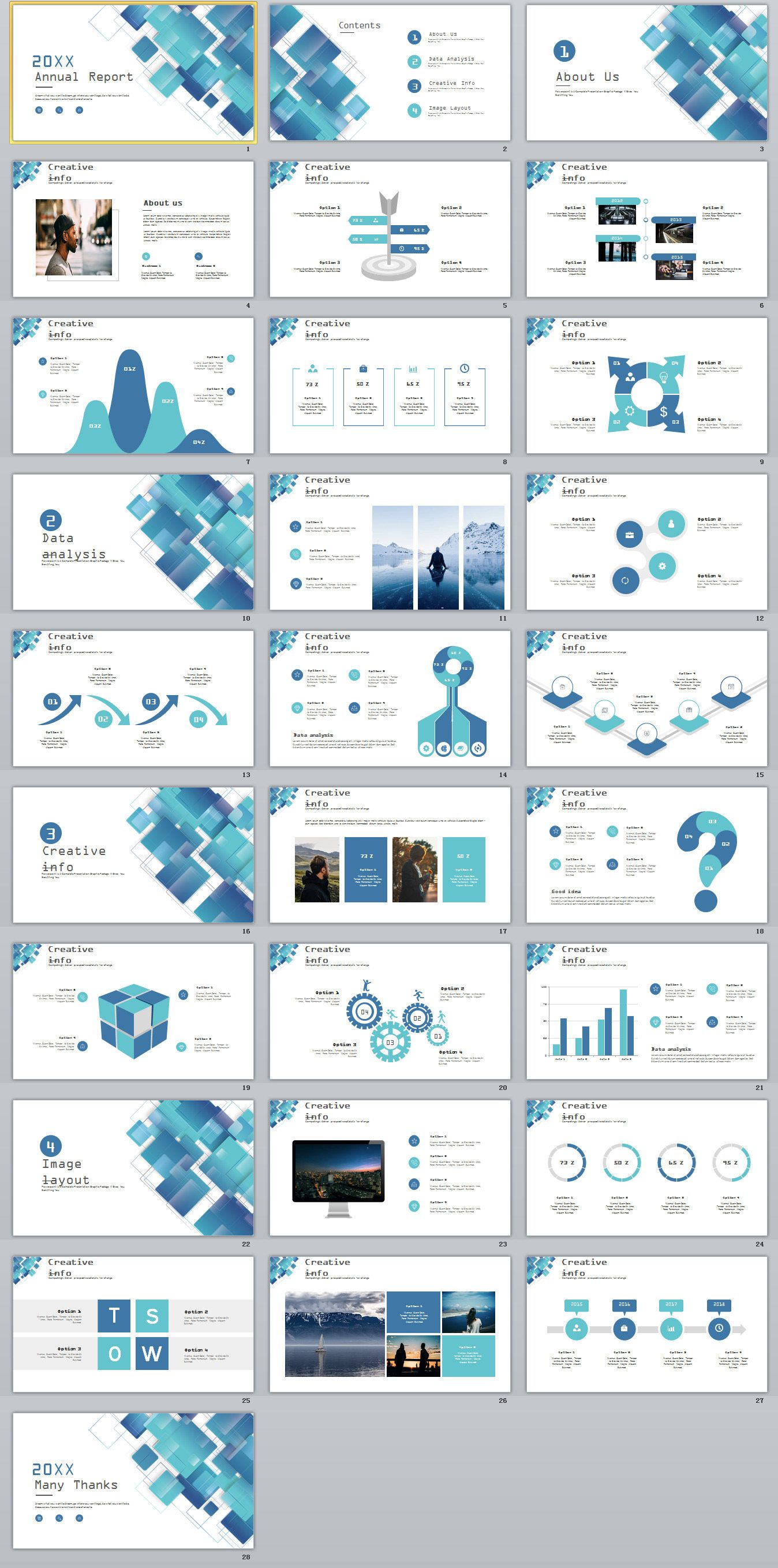 28 blue swot report charts powerpoint template on behance