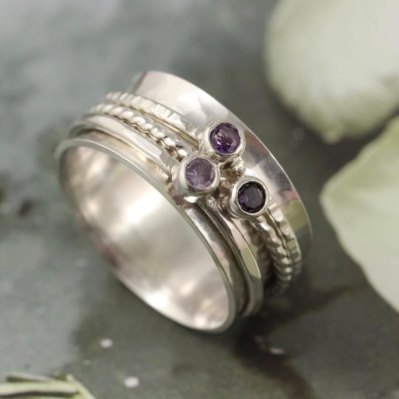 Spinner Band Ring Plain Spinner Ring Women/'s Ring 3 Rings Handmade Ring Fidget Ring Thumb Ring Birthday Gift Designer Ring