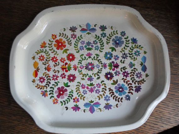 Vintage (1) Small Elite Metal Tray English Flowers Floral Vintage (1) Small Elite Metal Tray English Flowers Floral