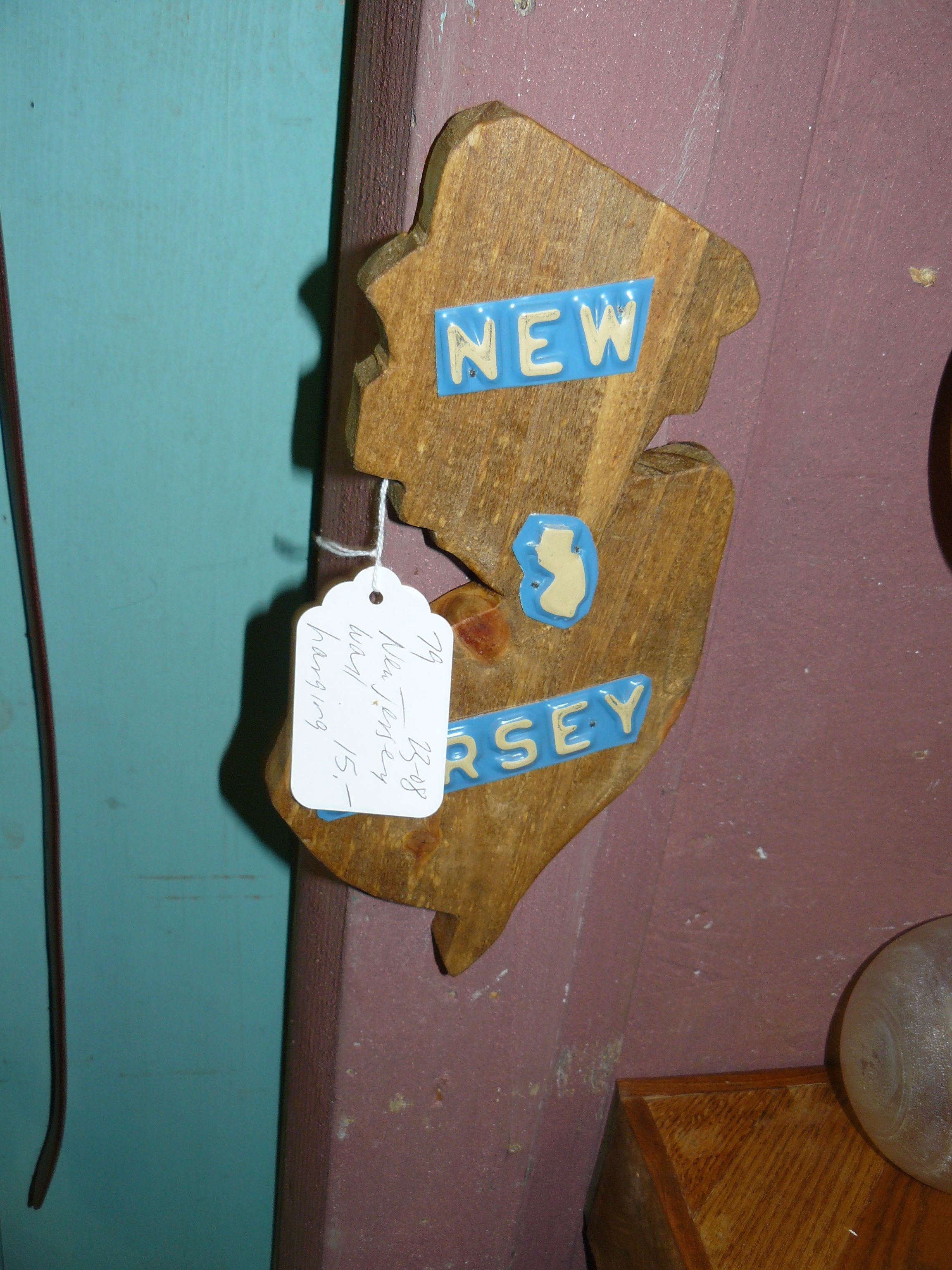 New Jersey and Garden State Wood and License Plate, artisan made, hand