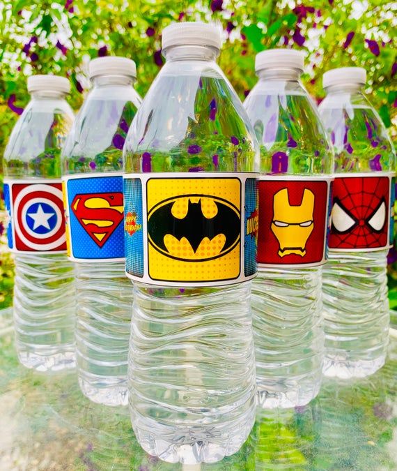 Superhero Water Bottle Labels - INSTANT DOWNLOAD | Superhero Water Bottle Wrappers | Super Hero ...