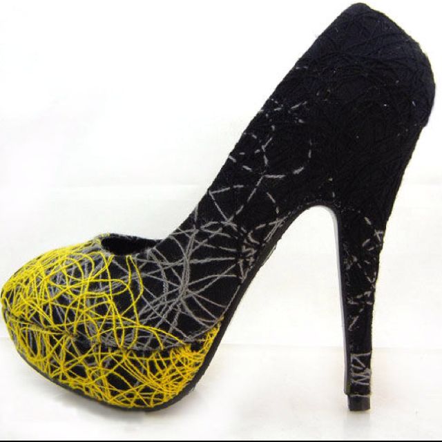 black white yellow heels
