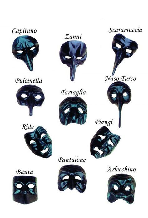 Algumas máscaras da Comédia Dell'Arte Italian Masks, Pierrot Clown, Theatre Masks, Theatre Costumes, Venetian Masks, Venetian Masquerade, Carnival Masks, Paperclay, Masks Art
