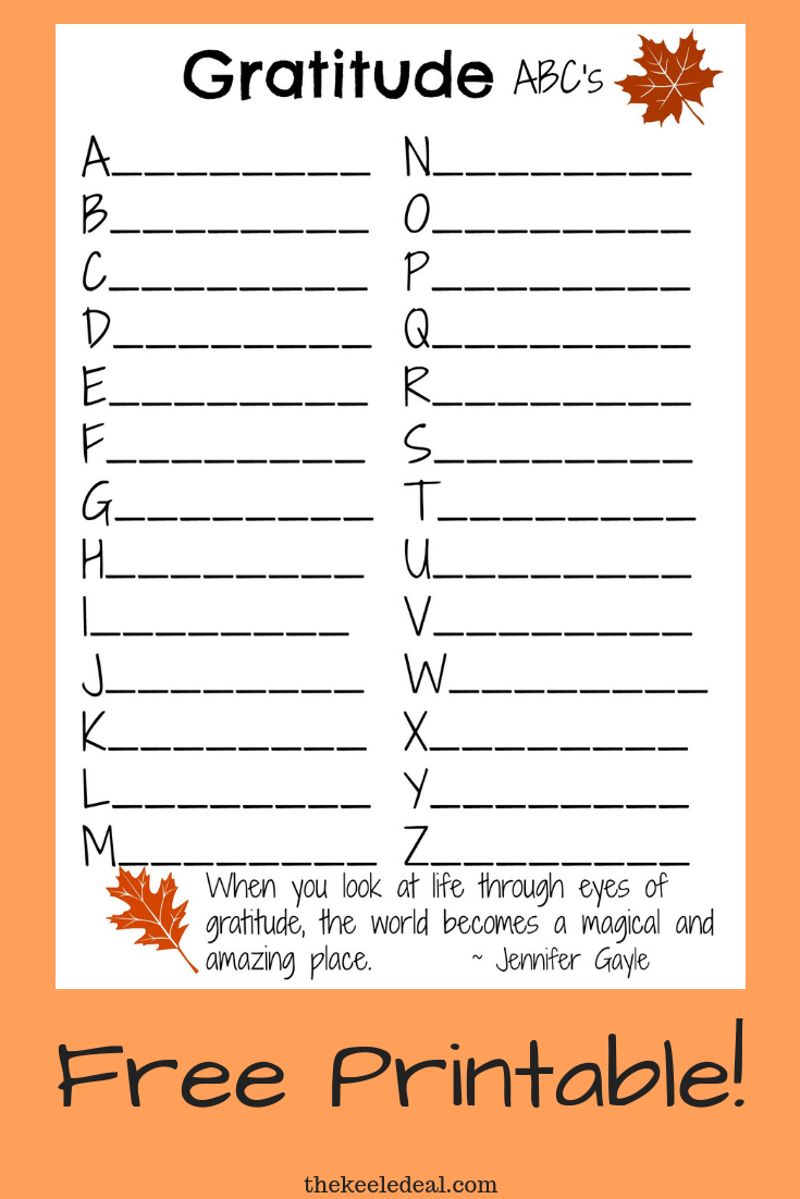 Gratitude ABCs: A to Z Gratitude Worksheet (Free Printable)