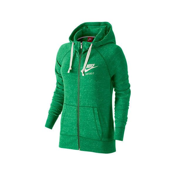 Nike Women's Gym Vintage Full Zip Hoodie, Green (€54 Vintage Nike Crop Sweatshirt ($58) ❤ liked on Polyvore