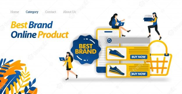 Landing page web template for online sho... | Premium Vector #Freepik #vector #business Template Web, Templates, Page Web, Graphic Editing, Online Branding, Landing Page, Best Brand, Ecommerce, Freepik