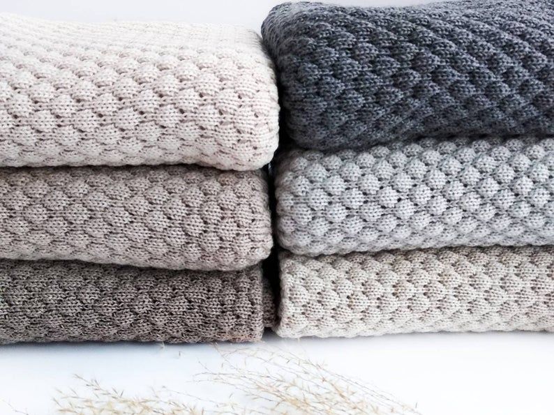 gender neutral baby blanket merino wool Teal baby blanket knit