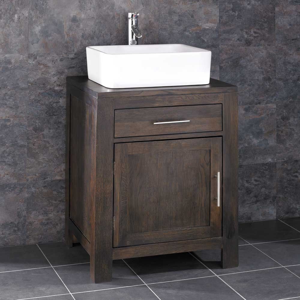 Alta 60cm Wide Solid Wenge Oak Single Door Bathroom Basin Cabinet