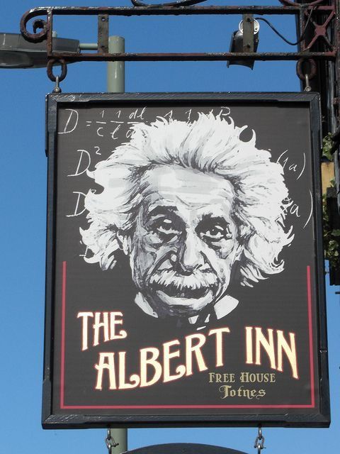 Albert Einstein Pub Sign In Bridgetown Totnes Devon albert-einstein-pub-sign-in-bridgetown-totnes-devon