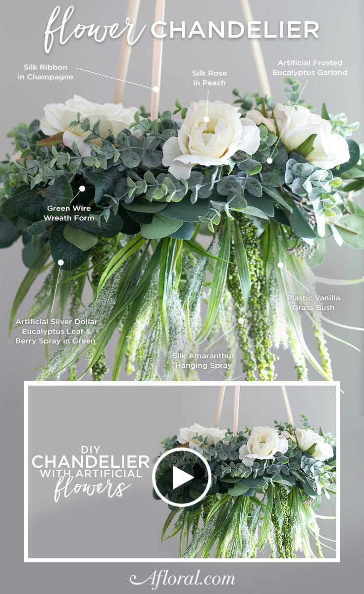Learn how to make a flower chandelier with this simple DIY video. This artificial floral and greenery chandelier is the perfect decor for parties, baby showers, and weddings. It's also a gorgeous, whimsical addition to anyone's home decor. Even create it with artificial outdoor flowers and hang it outside on your patio or deck! Watch now » Outdoor Flowers, Flowers Diy, Flowers Vase, Fresh Flowers, Purple Flowers, Artificial Plants Indoor, Artificial Flowers, Indoor Trees, Artificial Flower Arrangements