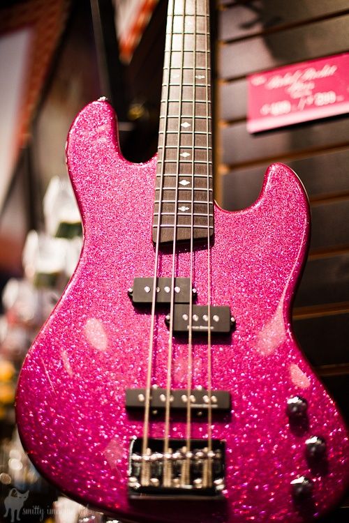 Bass Pink Sparkle Guitar Cool Guitar Bass Guitar