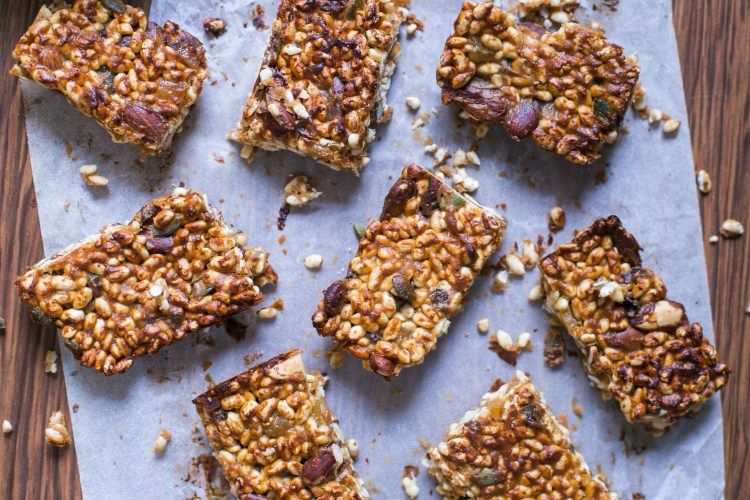 Barritas energéticas de cereales, frutos secos y semillas