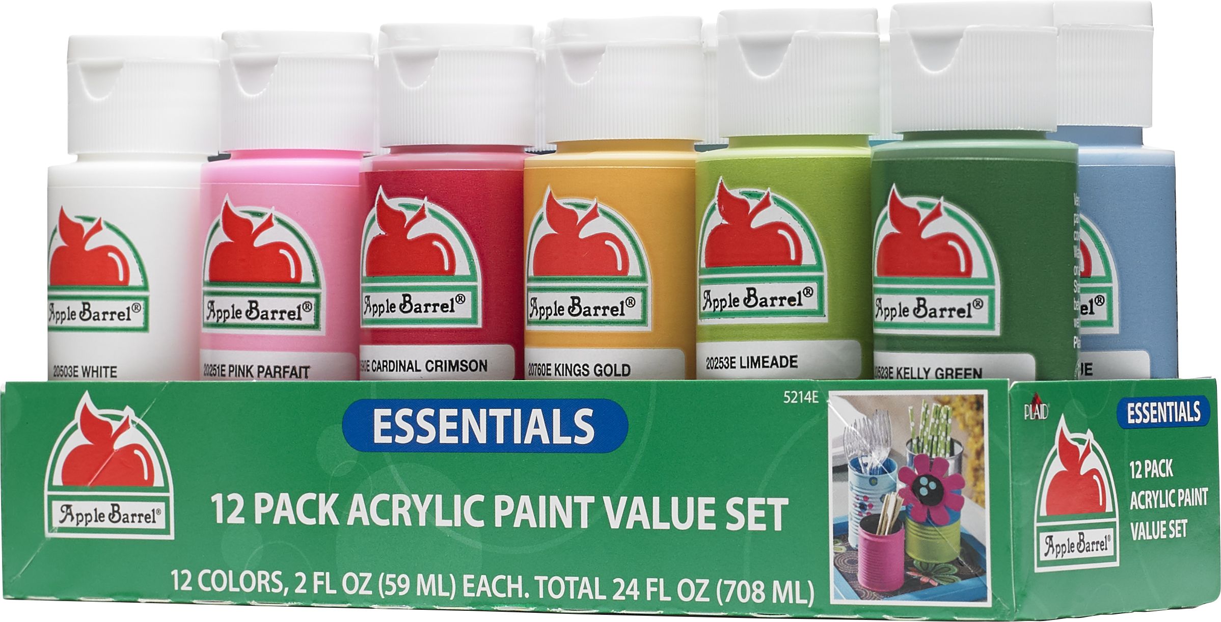 Apple Barrel Acrylic Craft Paint, Matte Finish, Essentials, 2 fl oz, 12 Pc  - Walmart.com