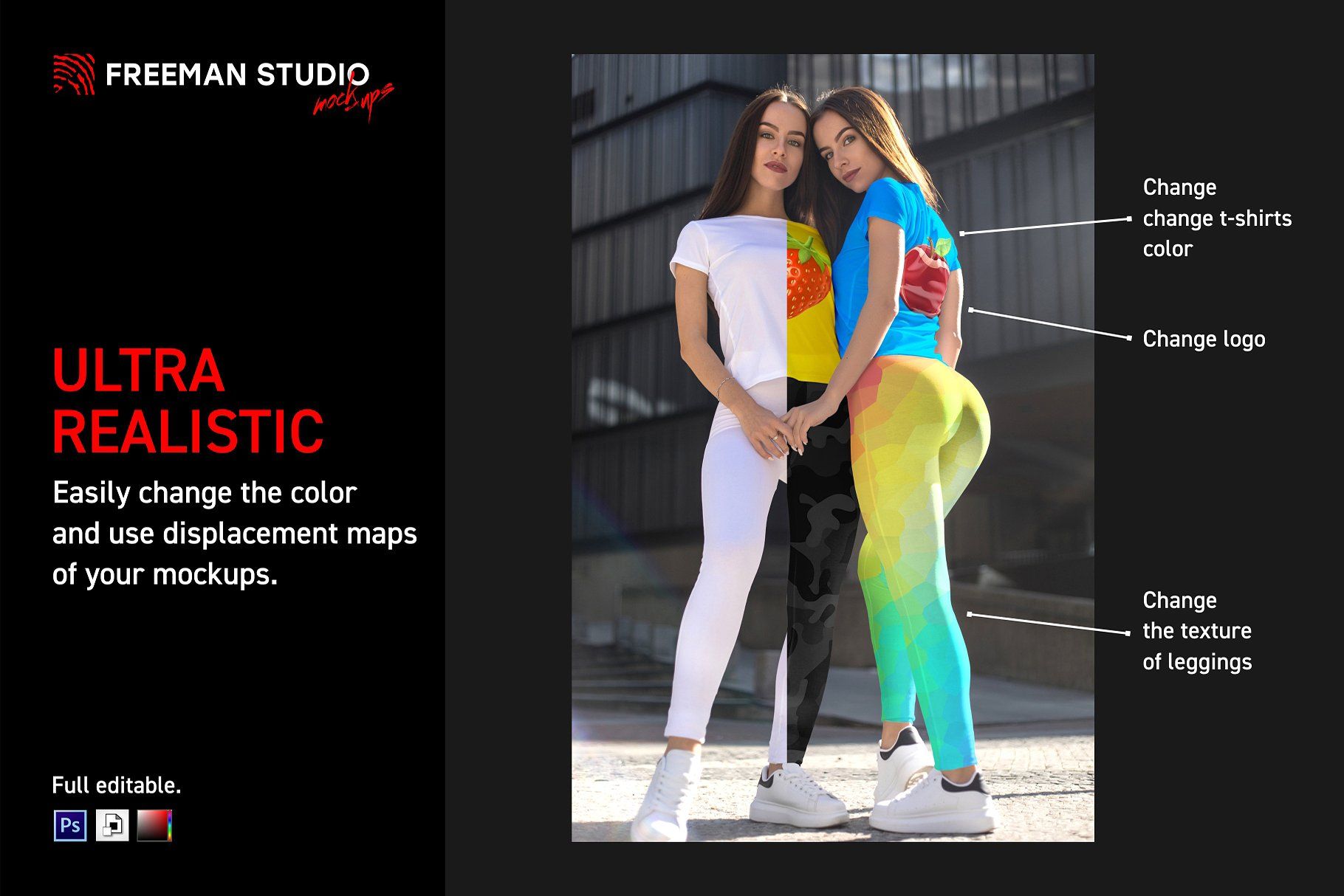 Download Twins T-Shirt and Leggings Mock-Up | Change logo, Mocking ...
