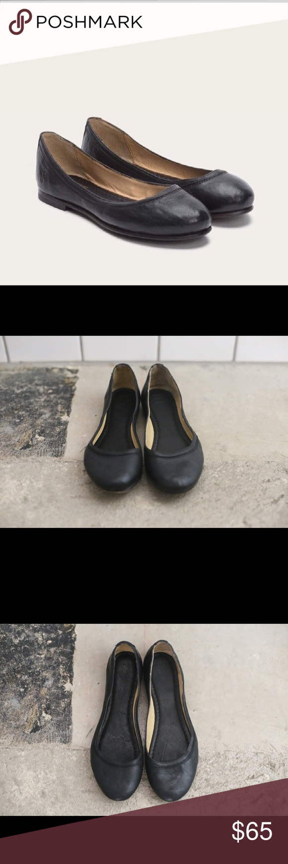 frye carson ballet flat black