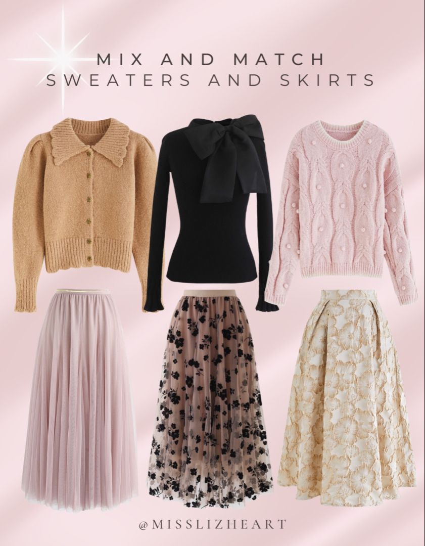 These mix and match sweaters and skirts are perfect for any occasion and can be used several ways! #mixandmatch #skirts #sweaters #clothes #cuteskirts