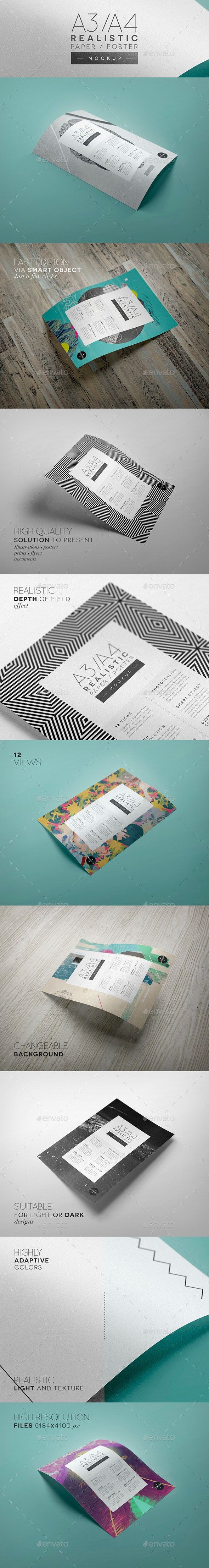 Download A3/A4 Realistic Paper / Poster Mockup | Poster mockup ...